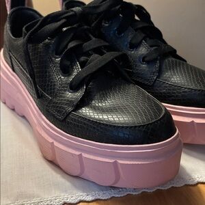 Sorel Black and Pink Platform Sneakers